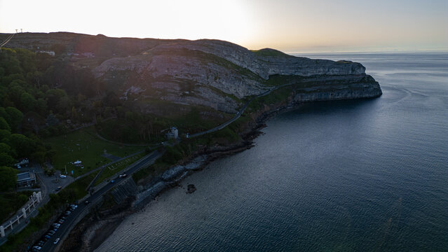 Cliffside Coastal Path at Sunset in Llandudno, North Wales, UK.