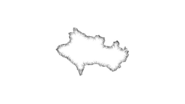 Sketch Lorestan outline map animation - smooth progressive reveal