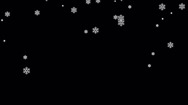 Alpha channel transparent background winter snowing motion video animation to use for christmas, winter video animation. Creative 4k video winter season, merry christmas motion design.