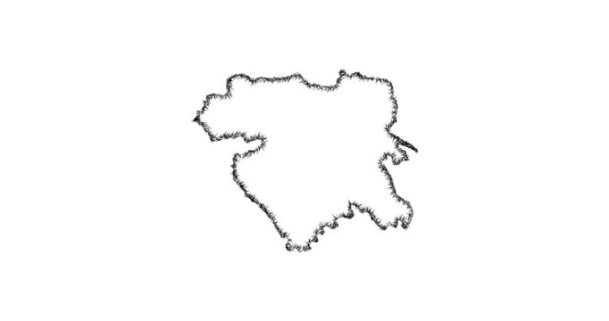 Sketch Kordestan outline map animation - smooth progressive reveal