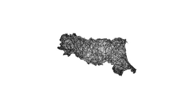 Sketch Emilia-Romagna outline map animation - smooth progressive reveal