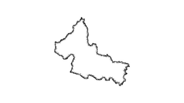 Sketch San Luis Potosi outline map animation - smooth progressive reveal