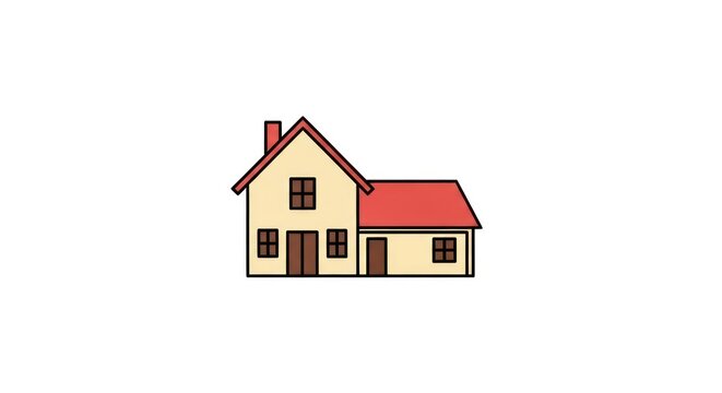 Simple cartoon house with red roof.