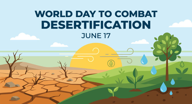 World day to combat desertification awareness illustration june 17th
