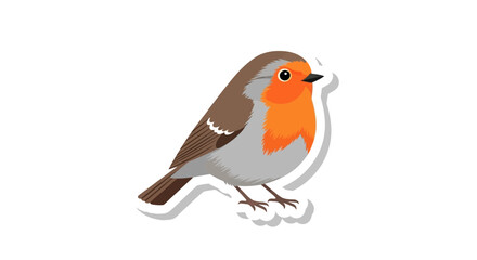 Cute Robin Bird Icon, Cartoon Style, Isolated on White Background © eko