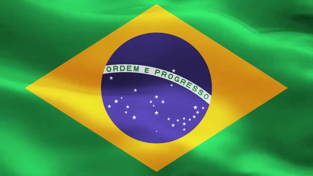 Waving flag of brazil, national symbol of the federative republic of brazil