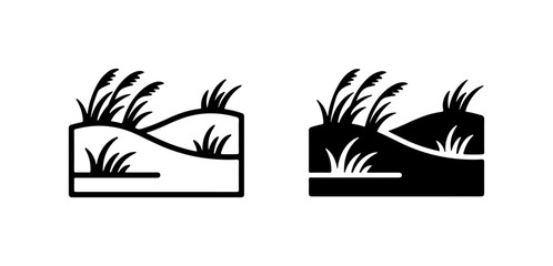 Dune Landscape Icons, Grass and Sand Dunes, Nature Elements © Ridwan
