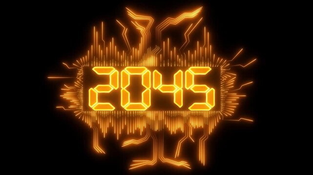 2045 neon line text. Abstract 2045 neon text animation, Glowing neon number text background. video animation . important year, important date 2045. Educational mathematics 2045 animation.