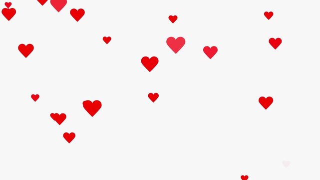Red Hearts Flying Icon, valentine's day. falling red hearts particle effect best for Valentines Day, I love you, red heart confetti falling. wedding anniversary, love, motion graphic video animation. 