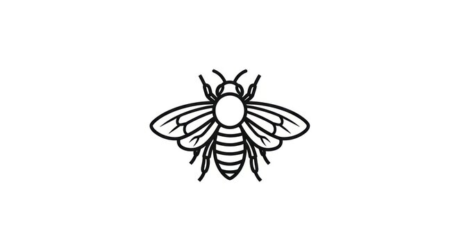 Insect Bee Line Drawing Illustration.