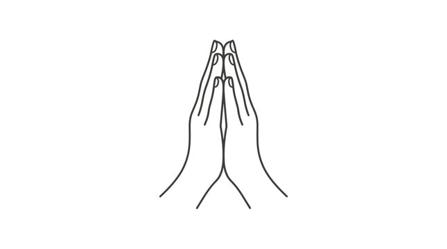 Line art illustration of praying hands gesture of greeting or respect Vector