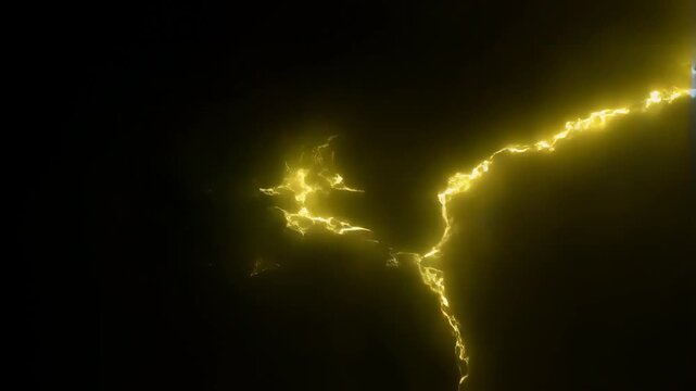 Dynamic yellow lightning surge: energetic flash and movement in dark background