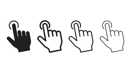 Fototapeta premium Click icon set: finger touch gesture in different styles