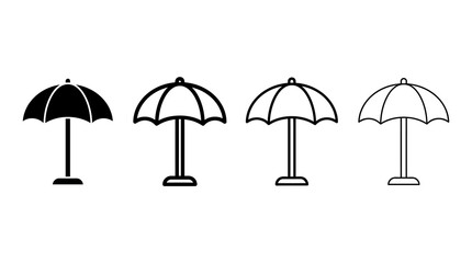 Obraz premium Umbrella silhouettes: bold black and white sunshade designs in linear styles