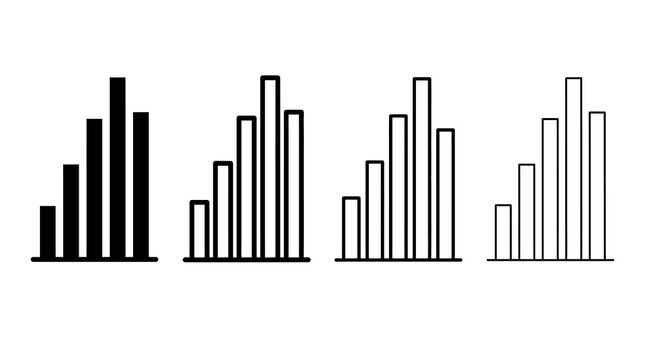 Minimalist bar chart in different styles and line weights for data visualization