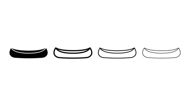 Minimalist canoe shapes in black and white linear style