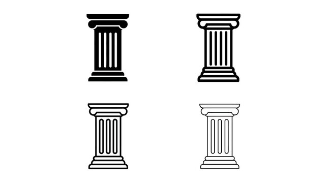Decorative ancient column designs in minimalist monochrome styles