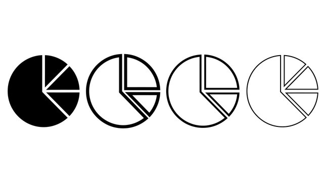 Silhouette and outline pie charts in minimalist design for data visualization