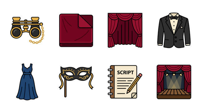 Theatrical and Formal Icons Collection for Design Projects.