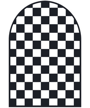 Black and White Checkerboard Pattern Arch Window Vector Illustration