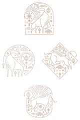 Obraz premium Lunar New Year 2021 png Ox gold stickers collection