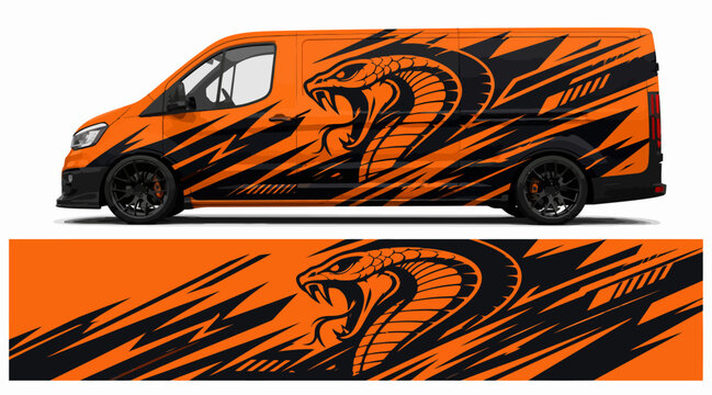 Orange van with cobra side decal.