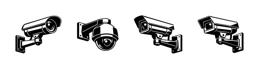 Collection of security cameras for surveillance and monitoring purposes © Compositor 