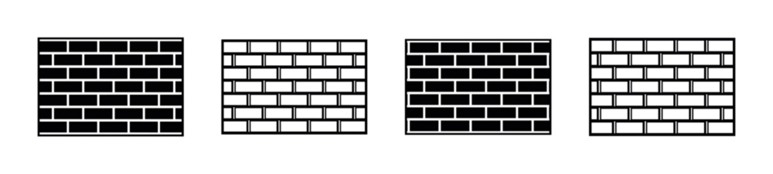 Four different brick wall patterns in black and white graphic design