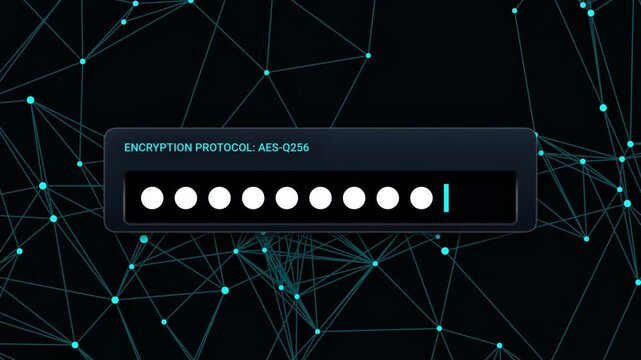 Digital network with dots and lines password entry granting access technology concept