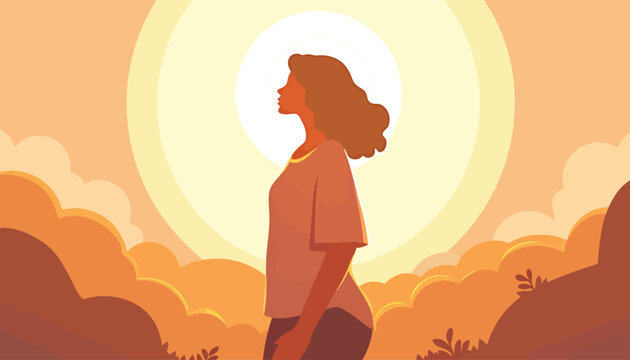 Bloom Golden Hour Portrait Halo Glow Flat Character Illustration