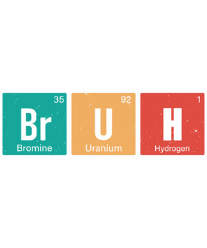 Bruh Periodic Elements Chemistry Wordplay Vintage Vector Illustration
