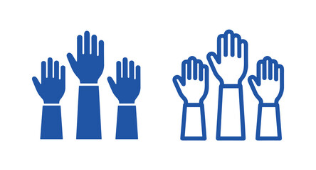 Fototapeta premium Blue hands raised icons