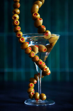 Martini with lots of olives