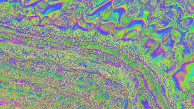 Colorful abstract liquid motion in dynamic ripple patterns with shimmering surfaces