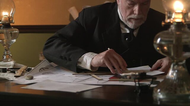 1800 ship architect studying a document