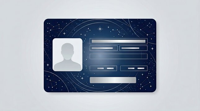 Digital biometric security identity card interface template