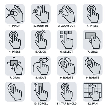 Touchscreen Gestures Hand Gestures With Button With Icon