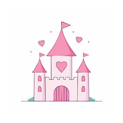 Obraz premium Flat design pink house with hearts on roof