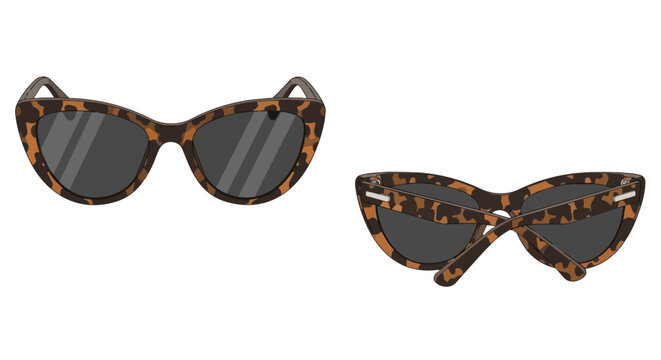 Stylish Tortoiseshell Cat Eye Sunglasses Set for Women Vintage Fashion Eyewear