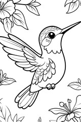 Naklejka premium Hummingbird coloring page cute bird line art illustration