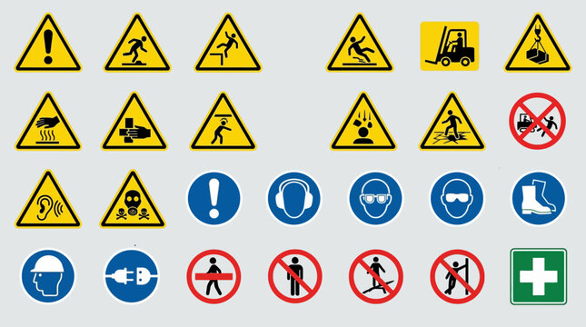 Vector Icons Collection of industrial safety signs and hazard warning symbols for workplace compliance 2. EPS Editable