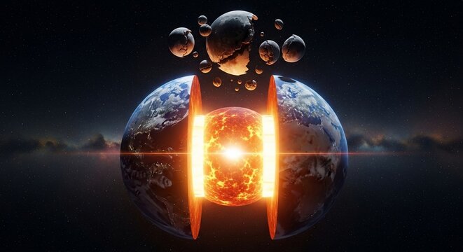 Earth core geological cross section
