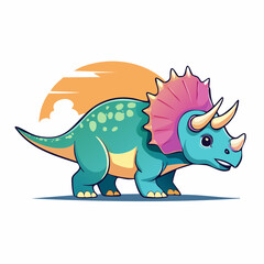 Fototapeta premium Cute Triceratops Dinosaur Illustration