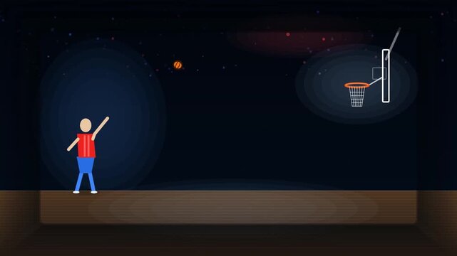 Basketball Three Point Shot with Arena Lights and Hoop Net