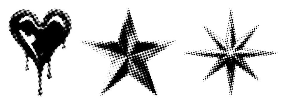 PNG Grunge heart star symbols on transparent background