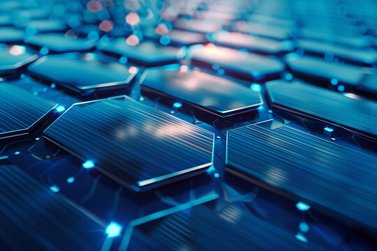 Blue polycrystalline solar cell technology texture background