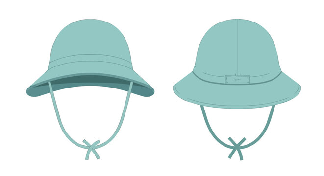 Teal Sun Hat with Chin Strap Front and Side View for Outdoor Travel