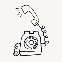 Retro phone doodle, drawing illustration, off white design © Rawpixel.com