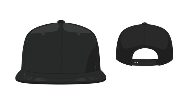 Black Snapback Hat Front and Rear Views