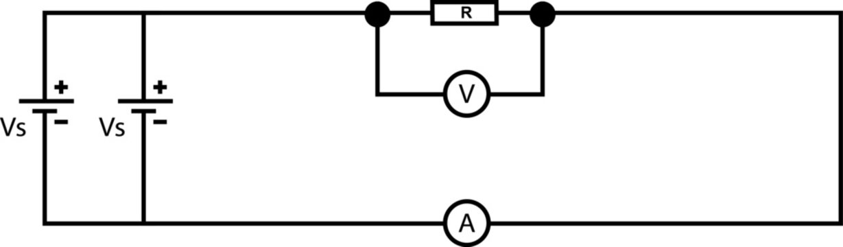 Electrical Circuit Diagram With Batteries, Resistor, Voltmeter and Ammeter for Measurement and Analysis